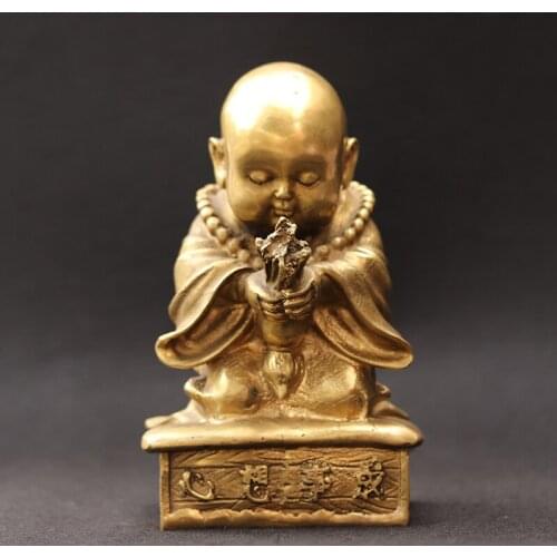Bronze monk thought to be pious Buddha blessing feng Shui decoration home decoration products