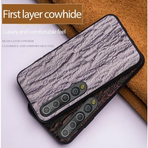 Genuine Leather Phone Case For Xiaomi Mi 10 9 Pro 8 SE Mix 2S Note 10 Pro Luxury Natural Cowhide Skin Cover Tree Texture Capa