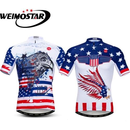 Men Bike Team Pro Cycling Jersey Shirts Tops USA Eagle Print Summer Short Sleeve MTB Bicycle Clothing Ropa Ciclsimo Cycle Wear