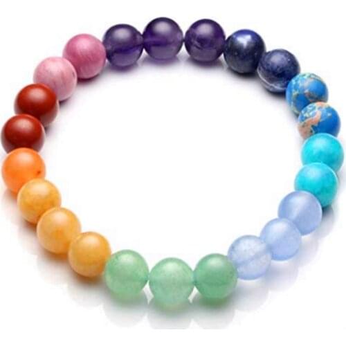 FYJS Unique Jewelry For Gift Handmade 8 mm Many Colors Round Beads Stone Elastic Bracelet