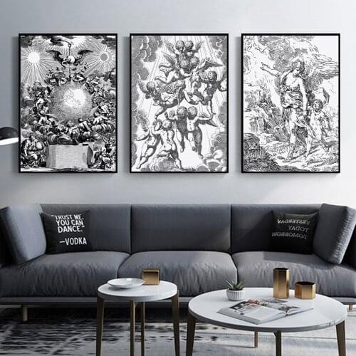 Religious Angel Line Art Series Oil Painting Picture Poster Canvas Print Painting Wall Art Living Room Home Decoration