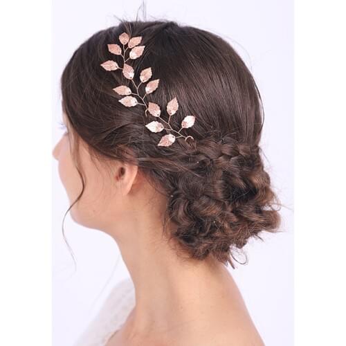 Classic Leaves Hair Jewelry Rose Gold Silver Hair Clips Elegant women Hair Pins Wedding Party Bride Hair Accessories for Lady