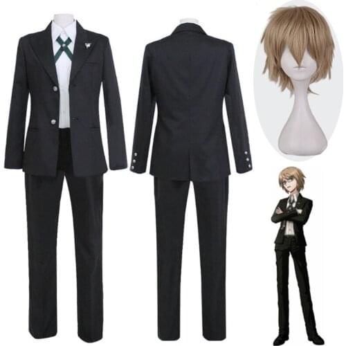 5pcs Danganronpa Cosplay Byakuya Togami Costume for Men Women Halloween Stage Performance Jacket Shirt Pants Uniform Wig C120M11
