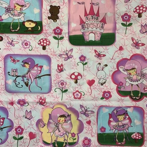Beautiful Digital Printing Pink Princess Castle pattern 100% Cotton Fabric Sewing Material Children Fabric Diy Shirt Clothing
