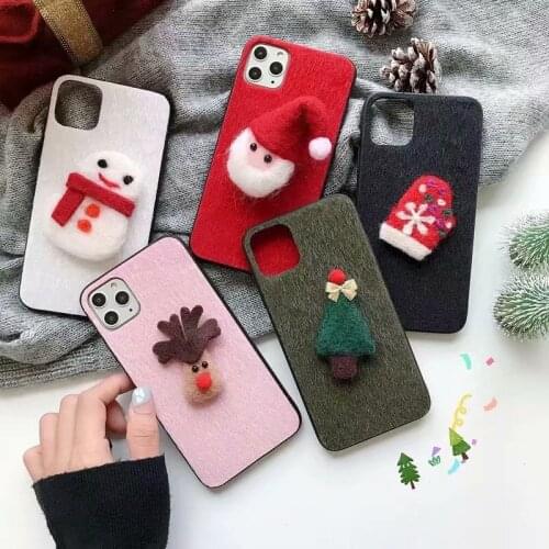 Cute Furry Lovely Braid Case For Huawei Honor 30 9X P40 Lite 9A Nova 7 SE PRO X10 Winter Snowman Christmas Plush Hard Case