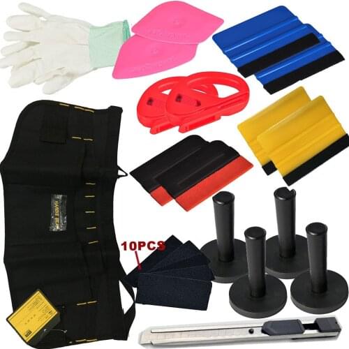 Car Wrapping Installation Tools Kit Vinyl Wrap Bag Squeegee Razor Glove Magnet