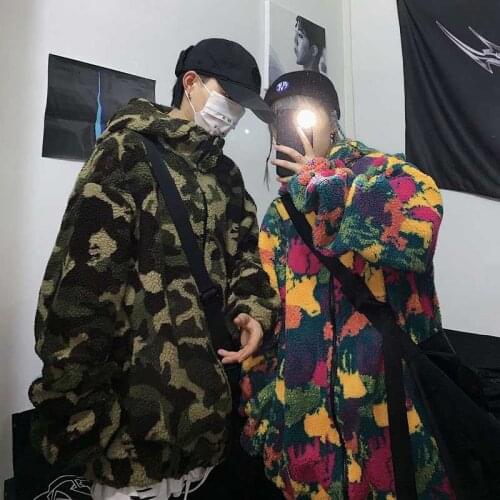 2020 New Winter Clothes Women Coat Japanese Harajuku Fashion Girl Camouflage Coat Velvet Thickened Coat Cotton Female Camouflage