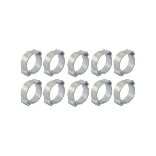 10 Pcs Zinc Plated Iron 15mm-18mm 2-Ear Hose Clamp for Fuel Air Water Pipe