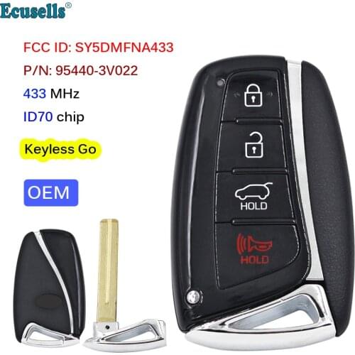 OEM Keyless Go Smart Remote Key With 4 Button 433MHz ID70 chip for Hyundai Azera 2015-2018 P/N: 95440-3V022 FCC ID: SY5DMFNA433