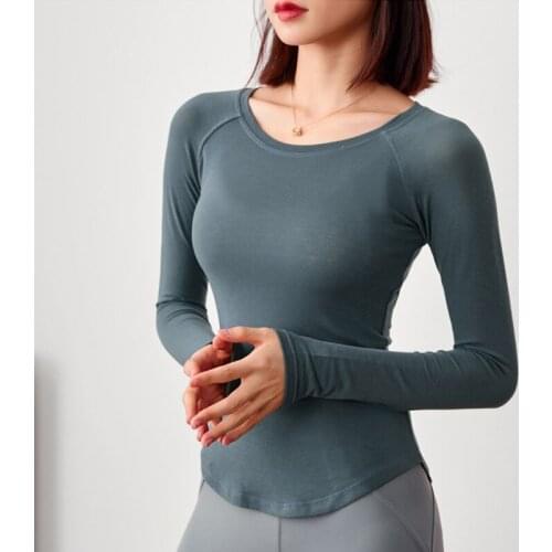 Autumn Women Sport Tops Quick Dry Solid Yoga Shirt Slim Gym Fitness Running Long Sleeve T-shirt Girls Elastic Skinny Sweatshirts