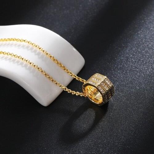 Fishion Cylinder Pendant Necklace For Women Gold Color Choker Round Zircon Simple Necklaces Valentine Jewelry Zk30