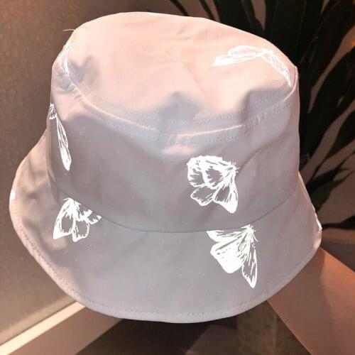 Bucket hat панамы Fashion Small reflective butterfly fishing hat Spring hats for women men hat outdoor Warm basin hat
