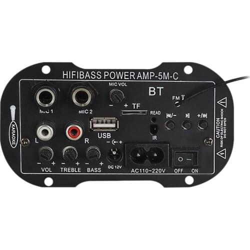 Amplifier Board Digital Bluetooth Subwoofer USB FM Radio TF Player Power Amplifier Karaoke Car Home Amplificador US Plug