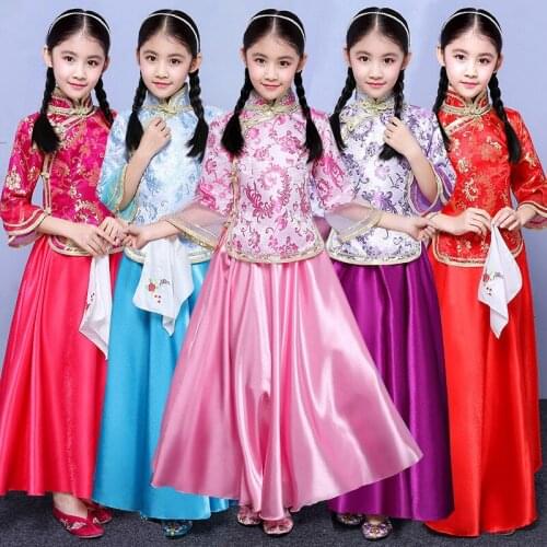 BALDAUREN Girls Republican Sisters Group Bridesmaid Dress Chinese Wedding Flower Girl Dress Guzheng Costume
