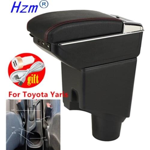 For Toyota Yaris Armrest For Toyota Yaris hybrid Car Armrest box 2021 2020 2019 2018 Retrofit parts Interior Storage box USB LED