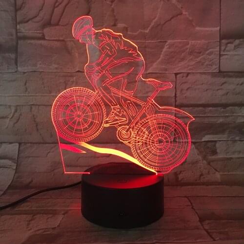 Mountain Bike Sport Touch Table Lamp 7 Colors Changing Desk Lamp 3D Lamp Novelty Led Night Lights USB Light 3D-824