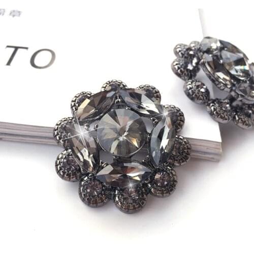 Rhinestones beaded Buttons Luxury Mink Cashmere Wool Coat Luxury Leather Buckle Diamond High-end Clothing Buttons s Sewing