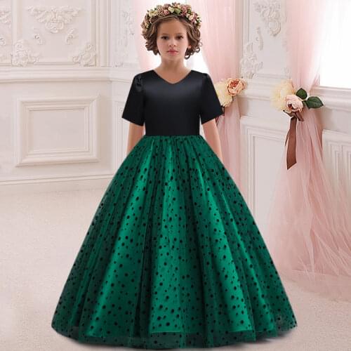 Girls sleeveless Wedding Dress Lace Bead Appliques Party Tulle Princess Birthday Dress First Communion Gown for Girls