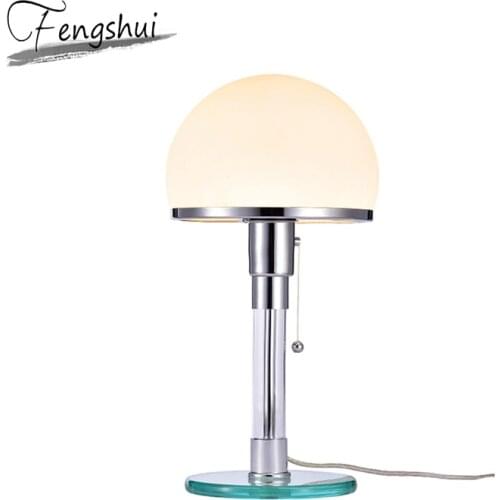 Nordic Designer LED Table Light Wilhelm Wagenfeld Bauhau Table Lamp Desk Lights Bedroom Bedside Lusters Glass LED Light Fixture