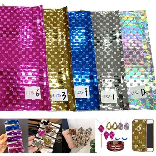 135x30cm Pattern Embossed Metallic Color Solid PU Mirror Faux Leather Fabric Sheet for Making Shoe/Garment/DIY Accessories
