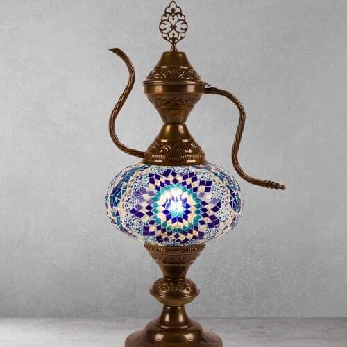 Turkish Moroccan Table Bedside Tiffany Nightstand Crystal Stained Glass Lamp for Bedroom Living Room - Small Vintage Mosaic Deco