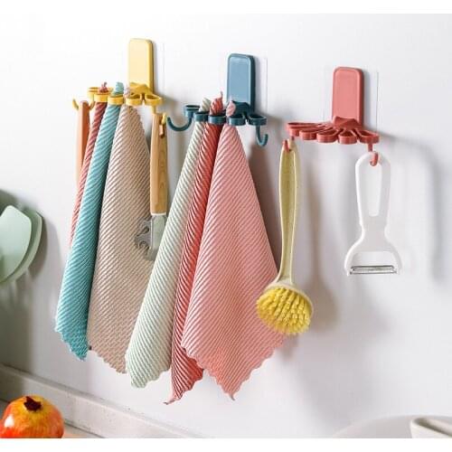 Flower Shape Towel Rack with Hook Strong Wall Mounted Multi-function Bathroom Kitchen Organizer Washing Towel Hand Towel 4 Color