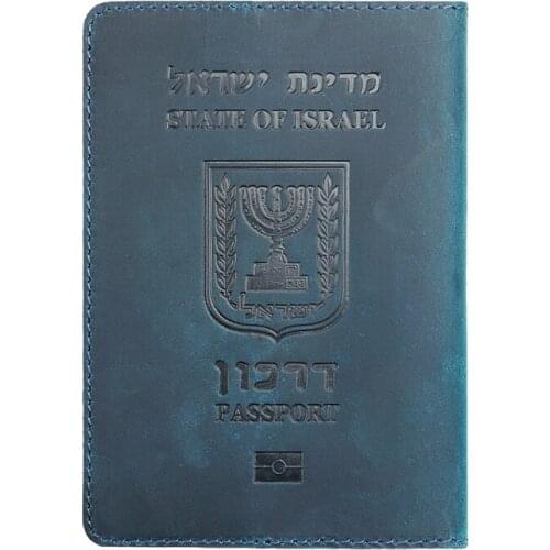 Engraved Genuine Leather Israel Passport Cover Personalized Passport Cover Case Custom Leather Gifts Travel Wallet Men & Women