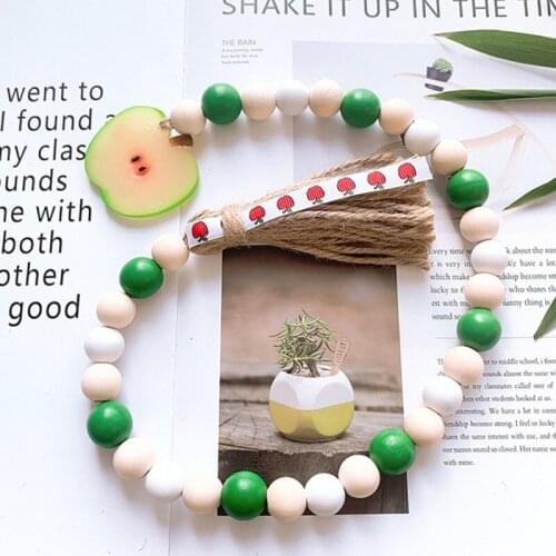 High Quality Home Ornament Kids Baby Nursery Room Supplies Natural Hanging Wood Bead Tassel Decor Colorful Fruit Crafts Decor