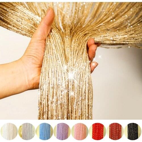 Glitter Crystal Curtain Flash Line Shiny Tassel String Door Curtains Thread Curtain Window Room Divider Home Decoration