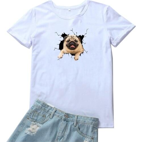 Come Out of The Crack T Shirt Women Cute Dog Pattern Camiseta Mujer Fashion Harajuku Print Tshirt Women Funny Animal Women Tees