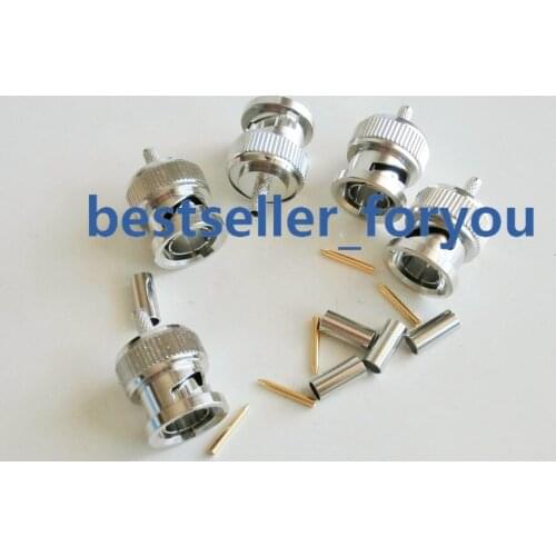 1Pcs 75oHM BNC Male plug crimp for RG316 RG174 RG179 LMR100 Cable Straight Connector