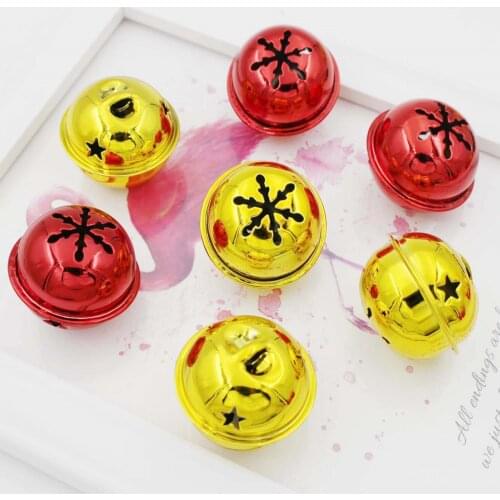 10PCS/Lot 3.5cm Metal snowflake jingle bells Christmas decorative bells DIY Necklace pet Xmas tree hanger Crafts for kids OEM