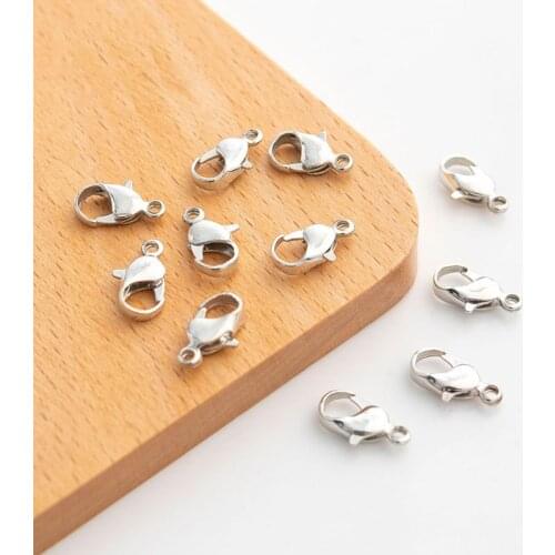 100 Pcs 12mm Silver 302 Lobster Clasp Metal Buckle Hooks End Connectors DIY Jewelry Making Bracelet Necklace Jewelry Accessory