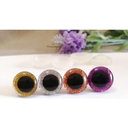 100pcs/lot new 16mm/20mm/25mm trapezoid plastic clear safety toy eyes + glitter color +white washer -gold/silver/orange/purple