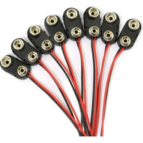 100 Pieces Of 9V Battery Connector Button DC Clamp Male Wire Battery Adapter Terminal Type I 150Mm