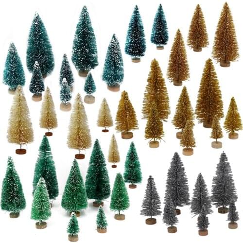 12pcs Mini Christmas Tree Pine Tree DIY Christmas Decorations for Home Table Party Xmas Ornaments New Year Decor Kids Gift Suit