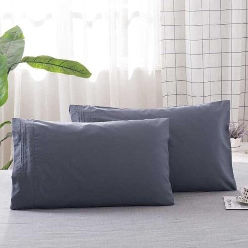 2pcs/pair Solid Color Pillow Cases 100% Polyester Pillowcases Brief Style Pillow Cover