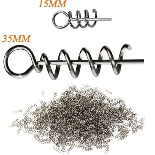 50PCS or 100PCS/lot Fishing Hook Soft Bait Spring Centering Pins Fixed Latch Needle Spring Twist Crank Lock For Soft Lure Latch