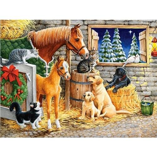 Animals 5D DIY Diamond Painting cat,dog,Horse Crystal farm Diamond Painting Cross Stitch Landscape Needlework Home Decorative