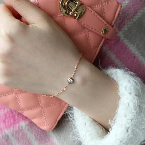 Cubic Zirconia Bracelet Titanium Steel rose gold color high Quality Crystal Bracelet Jewelry drop shipping