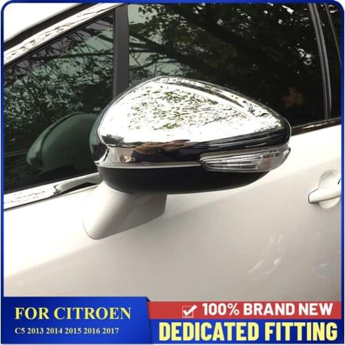 For Citroen C5 Car Door Side Rearview Mirror Cover ABS Chrome Rear View Cap Frame 2013 2014 2015 2016 2017