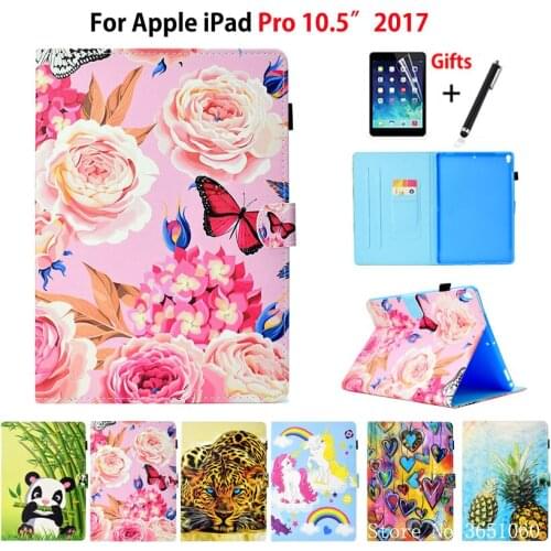 Flower butterfly Case For iPad Air 10.5 2019 Smart Cover For Apple iPad Pro 10.5'' 2017 Funda Tablet Stand Shell +Stylus+film