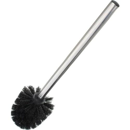 Black Stainless Steel Handle WC Bathroom Cleaning Toilet Brush Plastic Head Holder