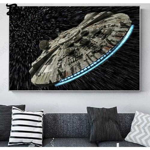 Canvas Poster Falcon Spaceship Classic Science Canvas Painting Wall Art Decorative Abstract Pictures for Living Room Home Decor