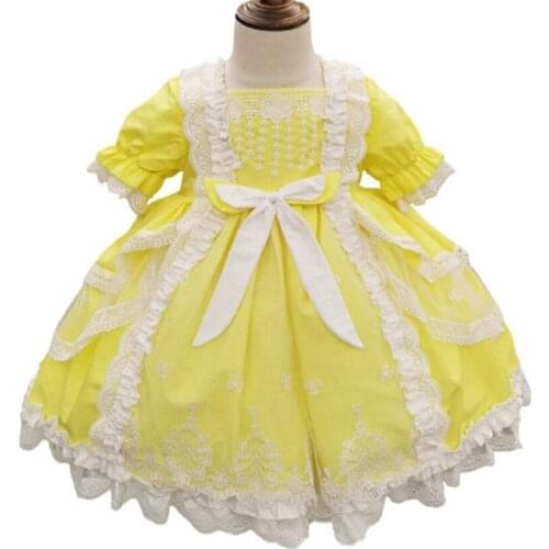 Spanish Baby girl summer Lolita Princess Children Birthday Eid Easter Party Ball Gown Lace Stitching princess Drees