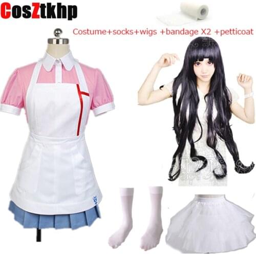 Anime DanganRonpa Cosplay women girls Dangan Ronpa 2 Mikan Tsumiki Cosplay Costume custom any size Halloween Christmas clothes