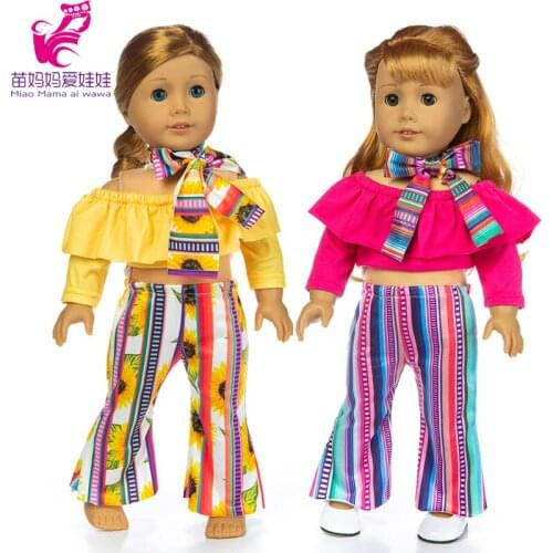 18 inch girl doll fashion Indian style clothes and bell-bottomed pants stripe pants for43cm baby doll clothes