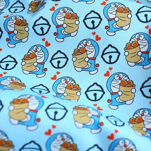 Cartoon Japanese Anime Dorae Cat 100% Cotton Fabric for Home Textile Slipcover Sewing Quilting DIY Needlework Material