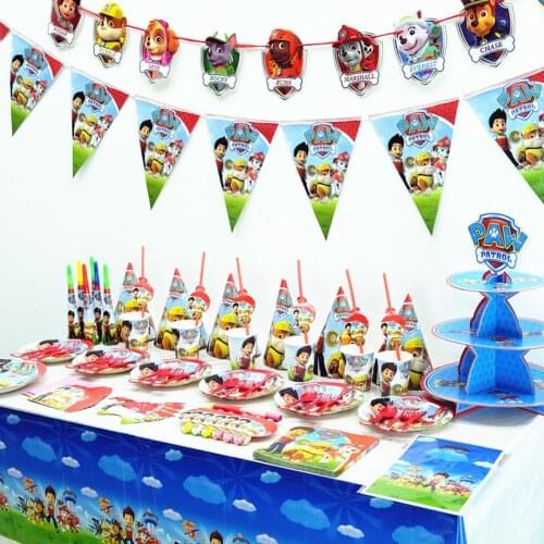 SPIN MSATER Dog Cartoon Children Birthday DIY Party Supplies Celebration Rescue Toy Birthday Party Disposable Party Tableware