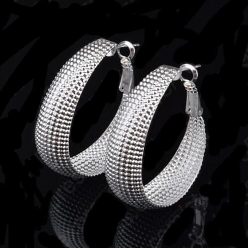 New Brand !!! 925 Sterling Silver Hoop Earrings Women Wedding Jewelry Gift Free Shipping